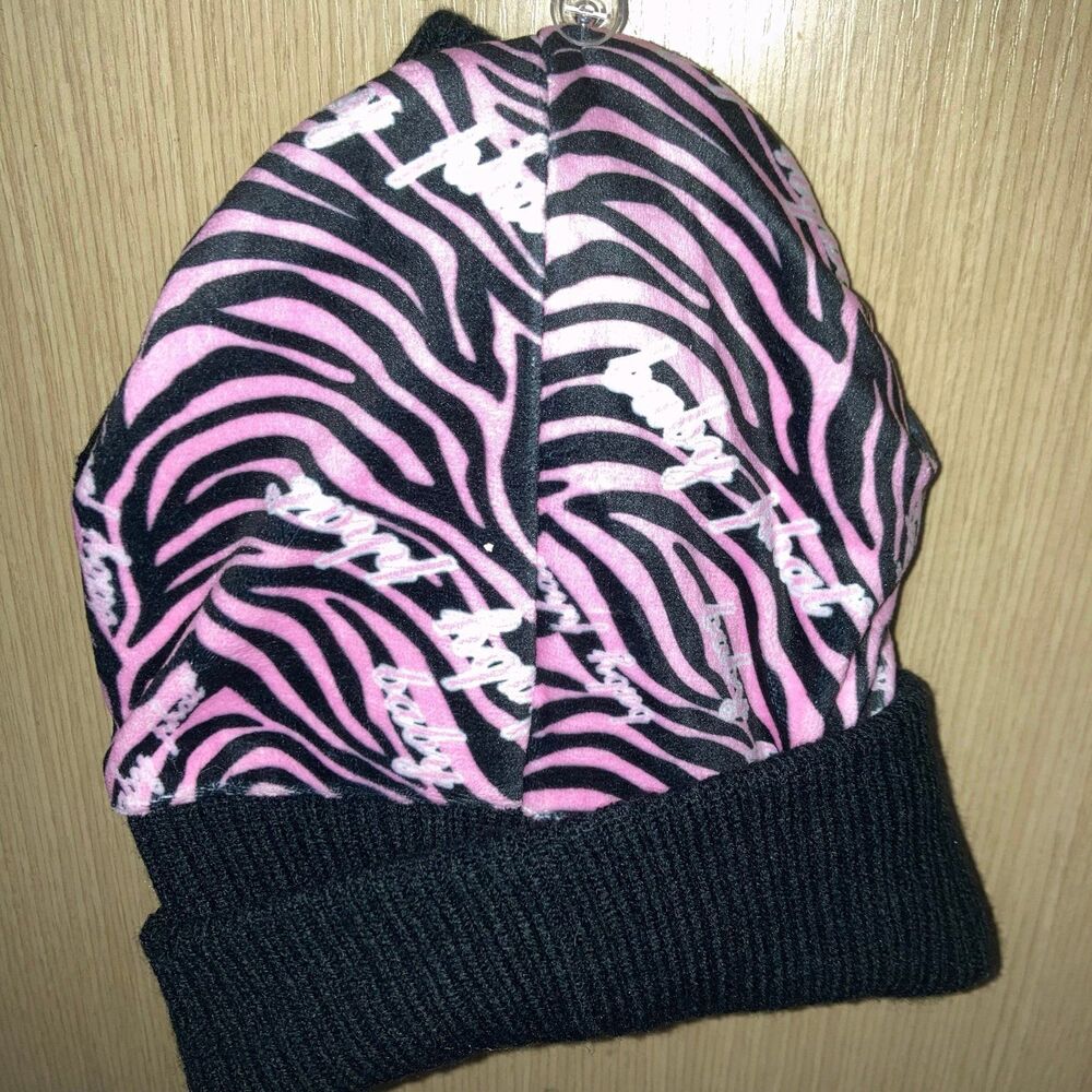 pink and black zebra print New baby phat kids beanie and gloves set Y2K - Picture 2 of 2